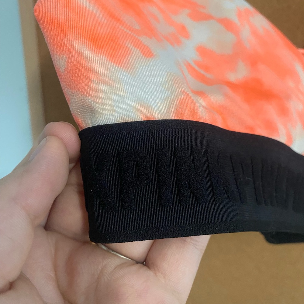 PINK Victoria's Secret Orange and Black Tie-Dye Sports Bra - Picture 2 of 4